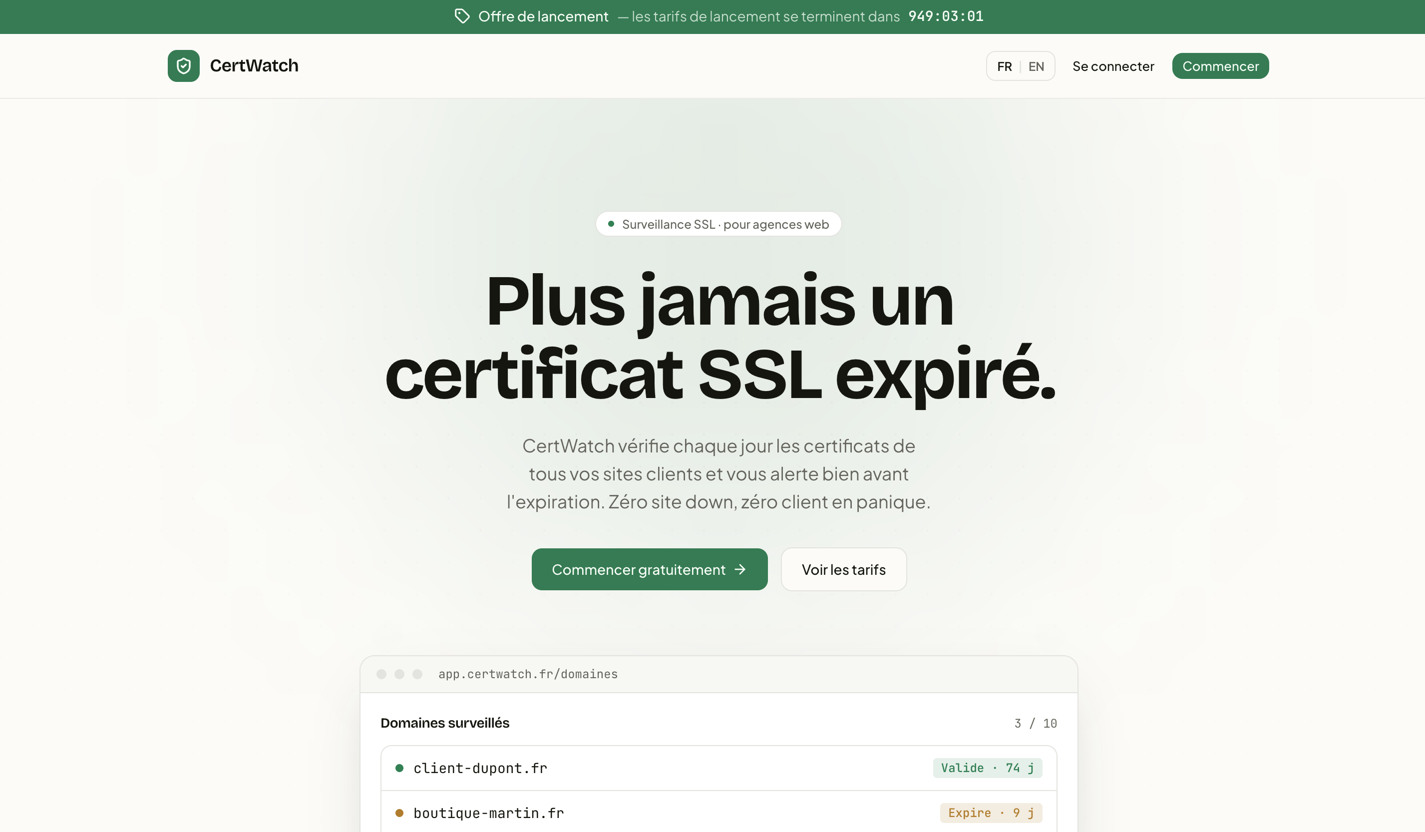 Aperçu du site CertWatch